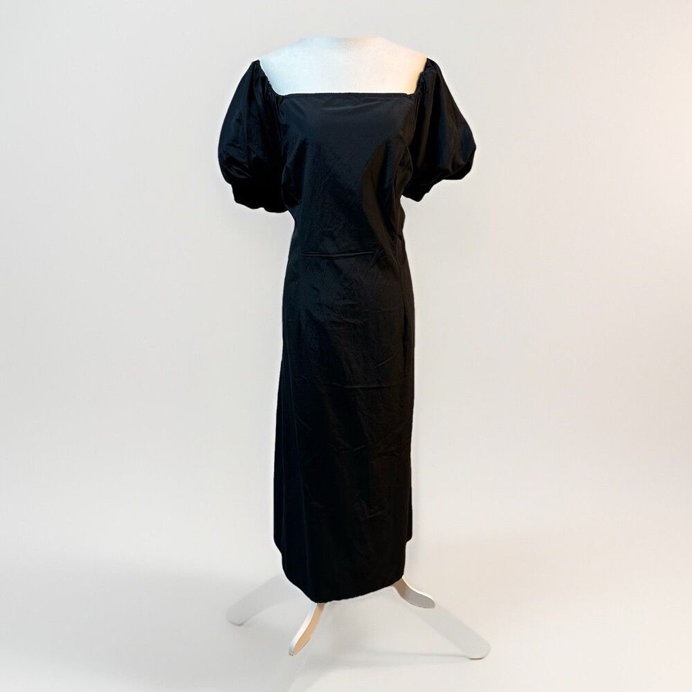 A New Day Size XXL Black Puff Short sleeve Maxi Dress Square Neck Smocked NWT